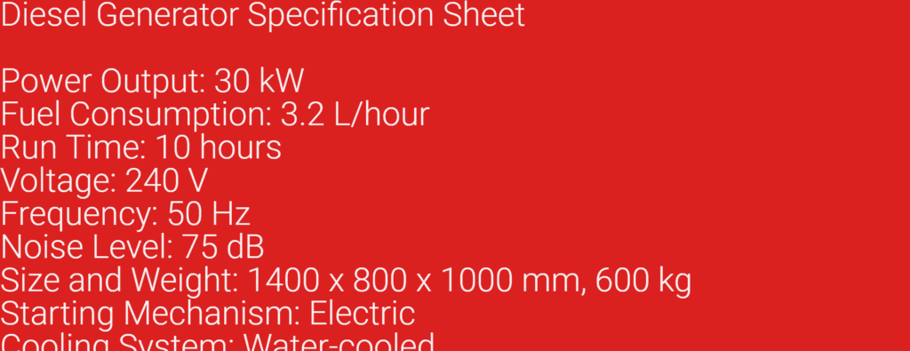 Diesel Generator Specifications: A Comprehensive Guide