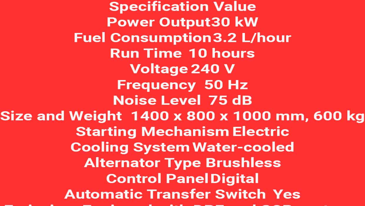 Diesel Generator Specifications A Comprehensive Guide