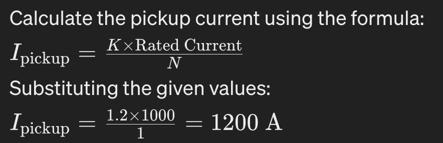 generator pickup current formula