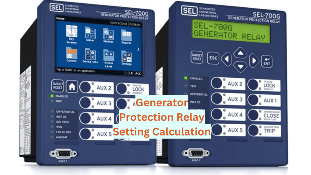 generator protection relay setting calculator