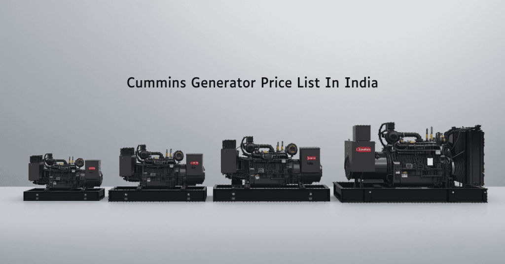 Cummins generator price list in India showing different kVA diesel generators