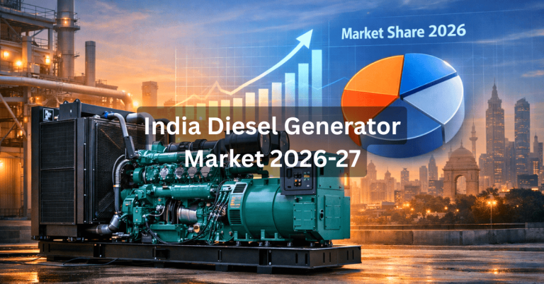 Diesel generator market share in India 2026 showing industrial genset with growth chart and market size analysis