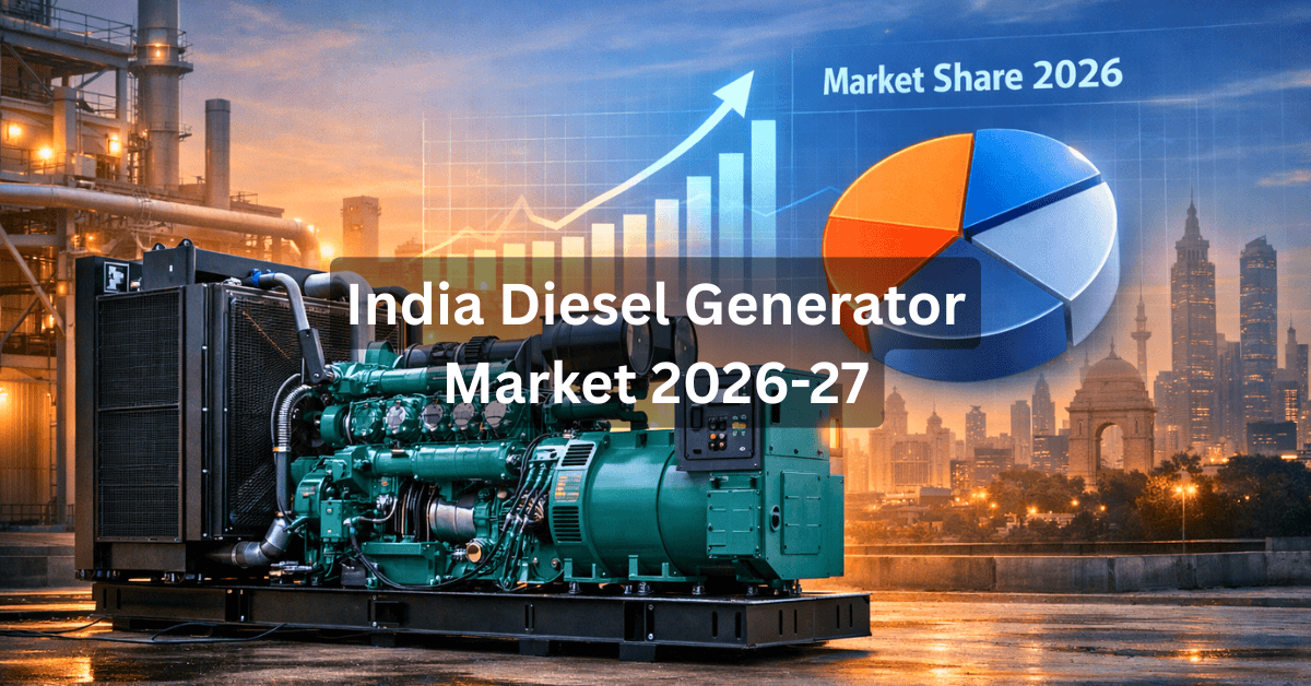 Diesel generator market share in India 2026 showing industrial genset with growth chart and market size analysis
