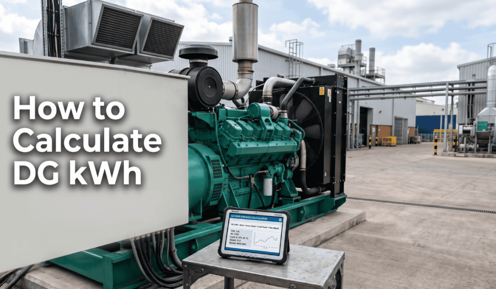 How to calculate DG kWh using diesel generator kVA, load percentage, power factor and running hours