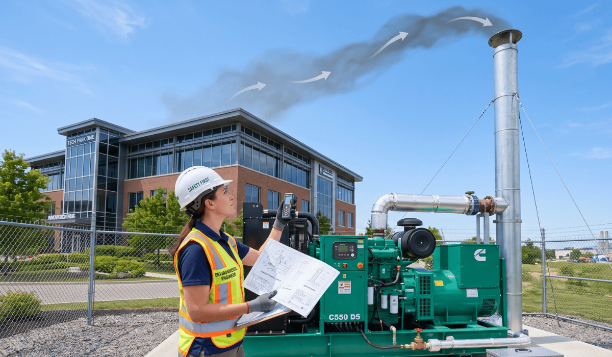 How to calculate DG stack height using CPCB formula for diesel generator exhaust stack installation