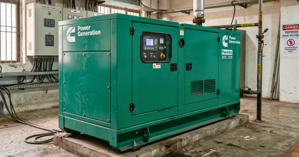 Cummins generator 250 kVA in an industrial generator room
