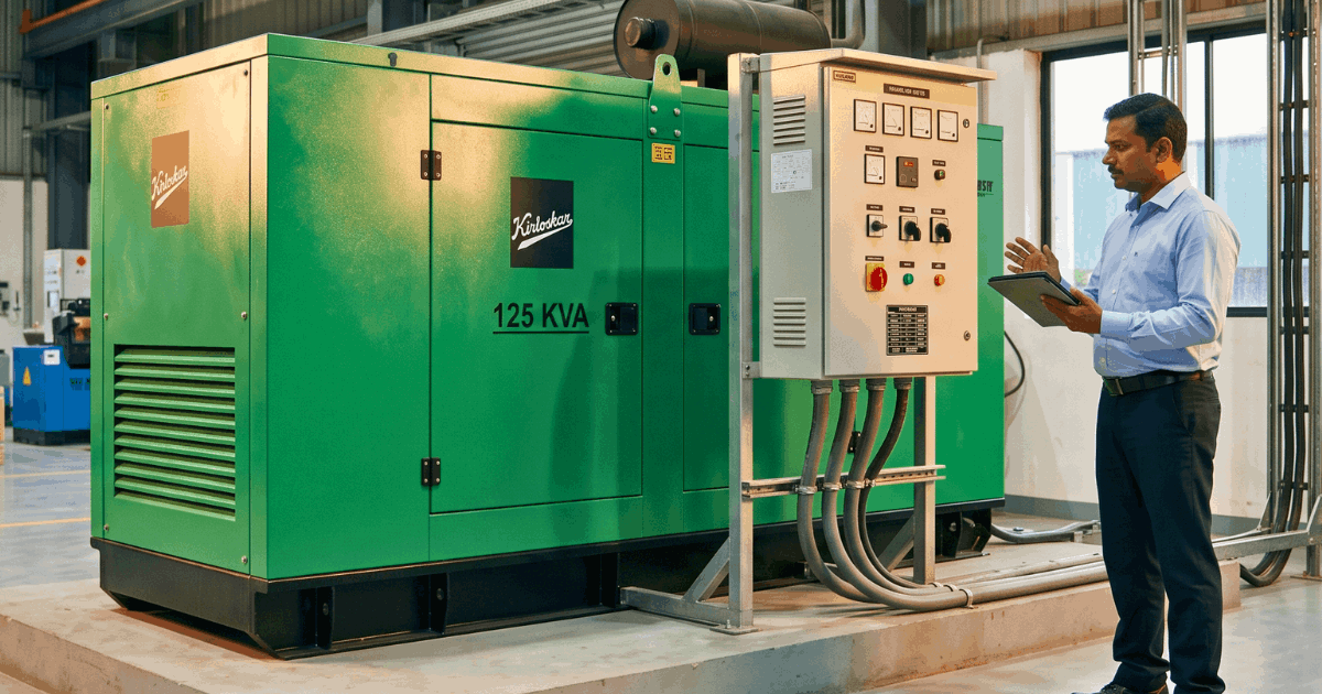 Kirloskar 125 KVA generator with control panel in India